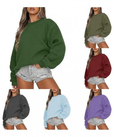 Oversized Crewneck Sweatshirt Women Fall Fashion 2023 Long Sleeve Drop Shoulder Hoodie Sweatshirts Casual Pullover Tops G010-...