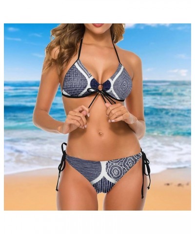 Women 2 PCS Halter Bikini Padded Swimwear Tie Side Triangle Bathing Suit Multi 5 $9.24 Swimsuits