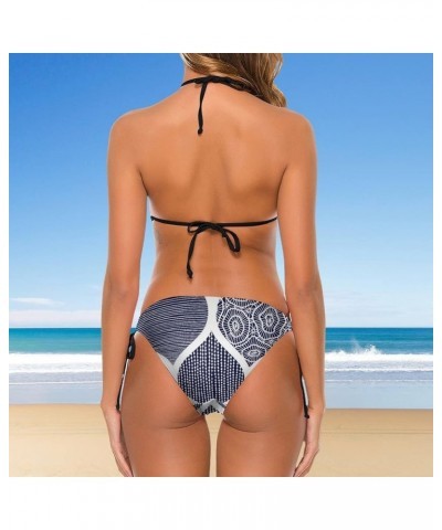 Women 2 PCS Halter Bikini Padded Swimwear Tie Side Triangle Bathing Suit Multi 5 $9.24 Swimsuits