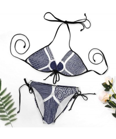 Women 2 PCS Halter Bikini Padded Swimwear Tie Side Triangle Bathing Suit Multi 5 $9.24 Swimsuits