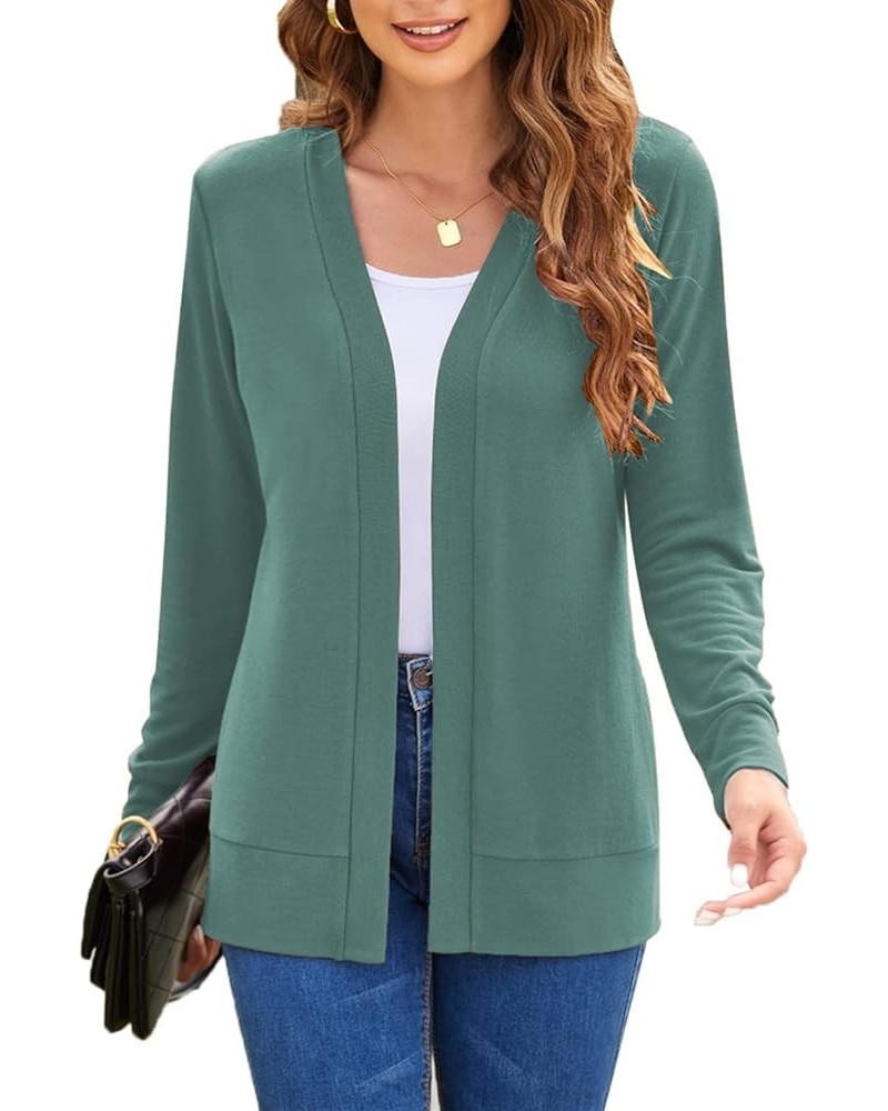 Womens Casual Lightweight Long Sleeve Cardigan Flowy Soft Open Front Knit Cardigan Sweaters Sage $16.10 Sweaters