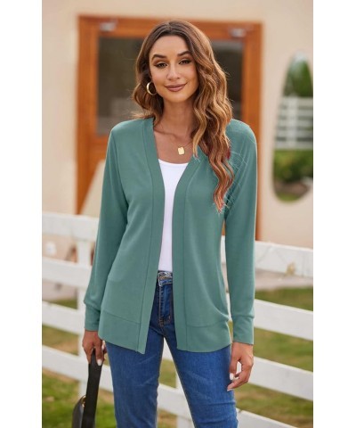 Womens Casual Lightweight Long Sleeve Cardigan Flowy Soft Open Front Knit Cardigan Sweaters Sage $16.10 Sweaters