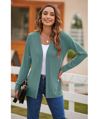 Womens Casual Lightweight Long Sleeve Cardigan Flowy Soft Open Front Knit Cardigan Sweaters Sage $16.10 Sweaters