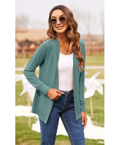 Womens Casual Lightweight Long Sleeve Cardigan Flowy Soft Open Front Knit Cardigan Sweaters Sage $16.10 Sweaters