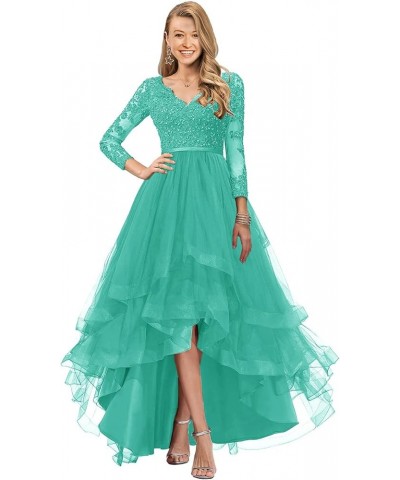 Prom Dress Hi-Lo Formal Dresses for Women Wedding Guest Dresses Tulle Bridesmaid Dresses Long Sleeve Aqua $36.17 Dresses