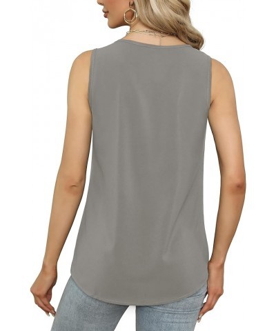 Women's Sleeveless Tank Tops Chiffon Double Layers Casual Summer Blouses S-3XL 06-grey $7.50 Tanks