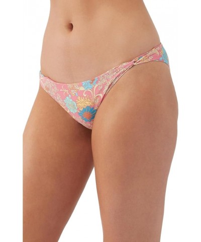 Women's Sunrise Bikini Bottoms - Full Coverage Women's Bathing Suit Bottom with Twist Tie Side Strap Coral | Belize Floral Su...