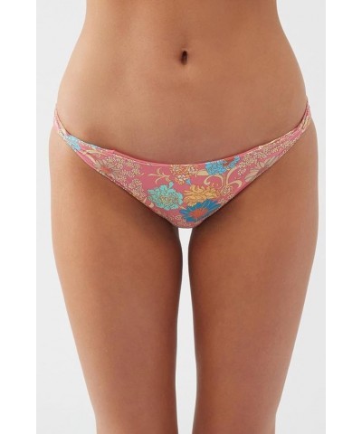 Women's Sunrise Bikini Bottoms - Full Coverage Women's Bathing Suit Bottom with Twist Tie Side Strap Coral | Belize Floral Su...