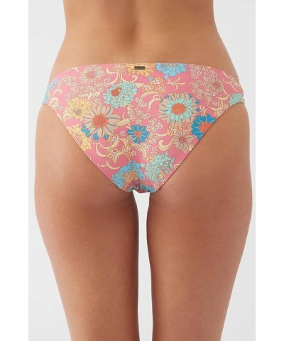 Women's Sunrise Bikini Bottoms - Full Coverage Women's Bathing Suit Bottom with Twist Tie Side Strap Coral | Belize Floral Su...