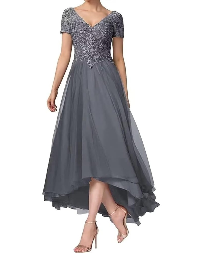 Bridesmaid Dresses for Wedding with Slit V Neck Ruffle Pleated Chiffon Long Formal Dress for Evening Party Steel Grey $23.78 ...