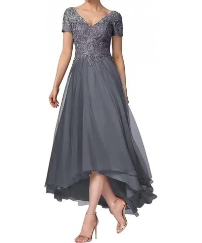 Bridesmaid Dresses for Wedding with Slit V Neck Ruffle Pleated Chiffon Long Formal Dress for Evening Party Steel Grey $23.78 ...