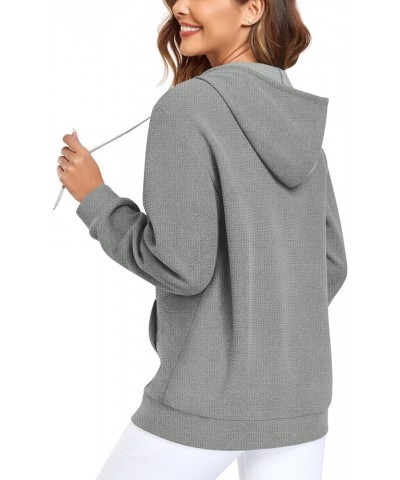 Women's Zip Up Hoodies Long Sleeve Outfits Sweaters Casual Loose Fit Drawstring Jackets Fall Clothes with Pockets Dark Grey $...