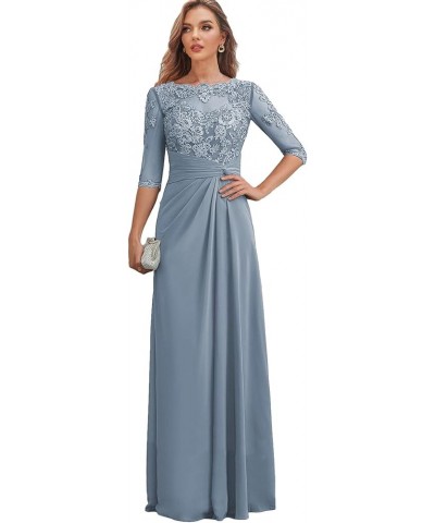 Long Mother of The Bride Dresses with Sleeves Ruched Chiffon Wedding Guest Dress Lace Formal Gown Burgundy $36.40 Dresses