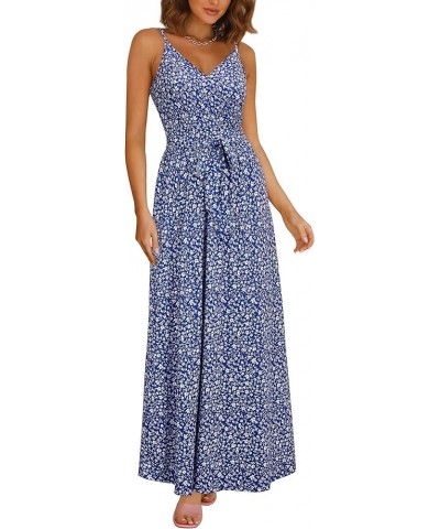 Womens Summer Maxi Dress V Neck Floral Adjustable Spaghetti Strap Beach Dresses with Pockets Floral38 $23.75 Dresses