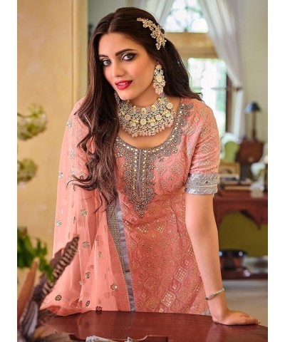 Alamara Fashion Women's Indian Pakistani Ethnic Wear Designer Salwar Kameez Sharara Suit With Matching Dupatta Peach $31.28 S...