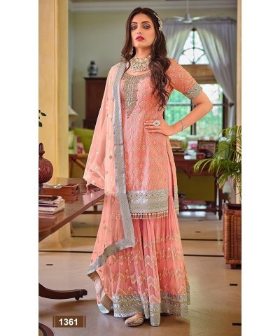 Alamara Fashion Women's Indian Pakistani Ethnic Wear Designer Salwar Kameez Sharara Suit With Matching Dupatta Peach $31.28 S...