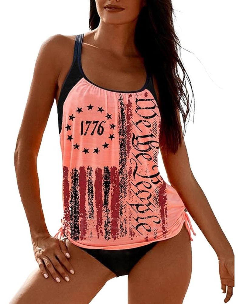 American Flag Tankini Swimsuits for Women's Two Piece We The People Women 4th of July Bathing Suits P2 $16.23 Swimsuits