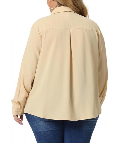 Plus Size Shirts for Women Classic-Fit Button Down Long Sleeve Business Office Tops Blouses Apricot $14.62 Blouses