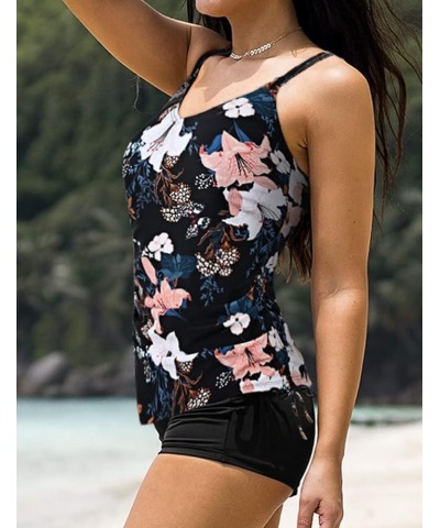 V Neck Two Piece Tankini Swimsuit Vintage Tummy Control Bathing Suit Ruched Swimwear Black&lily $23.12 Swimsuits