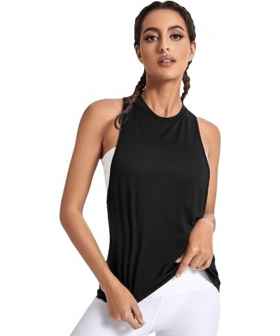 Women's Workout Yoga Tops Sheer Mesh Gym Exercise Shirts Flowy Tank Top Letter Mesh Black $10.70 Tops