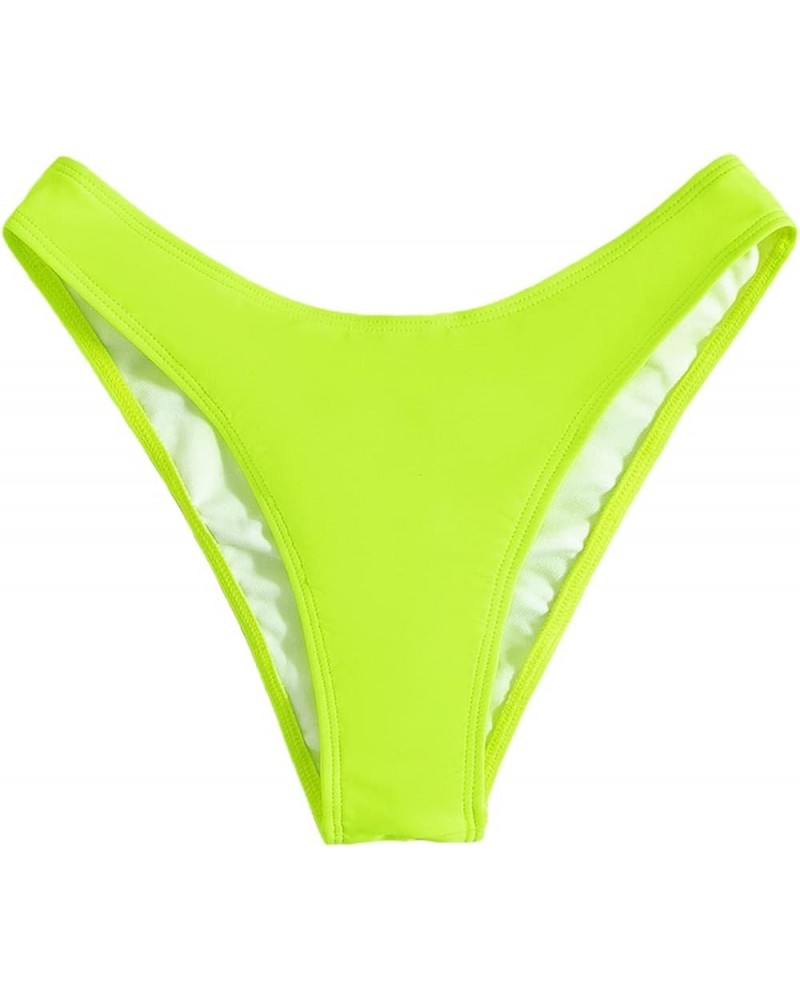 Women's Ruched Back Bikini Panty Cheeky Brazilian Cut Swimwear Bottom Lime Green $14.30 Swimsuits