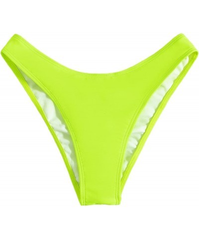 Women's Ruched Back Bikini Panty Cheeky Brazilian Cut Swimwear Bottom Lime Green $14.30 Swimsuits