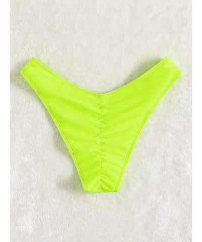 Women's Ruched Back Bikini Panty Cheeky Brazilian Cut Swimwear Bottom Lime Green $14.30 Swimsuits