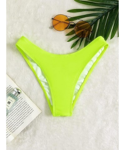 Women's Ruched Back Bikini Panty Cheeky Brazilian Cut Swimwear Bottom Lime Green $14.30 Swimsuits