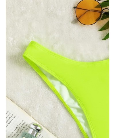 Women's Ruched Back Bikini Panty Cheeky Brazilian Cut Swimwear Bottom Lime Green $14.30 Swimsuits