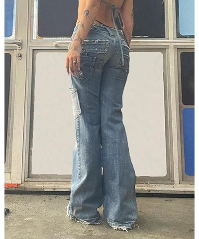 Women Wide Leg Baggy Jeans Y2k Pockets Patchwork High Waisted Streetwear Ripped Cargo Denim Jeans Aesthetic Vintage Pants Sta...