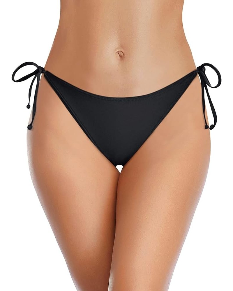 Bikini Bottoms for Women String Bathing Suit Bottom with Moderate Coverage Low Waist Swim Bottom Black $10.06 Swimsuits