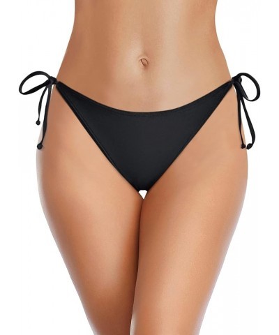 Bikini Bottoms for Women String Bathing Suit Bottom with Moderate Coverage Low Waist Swim Bottom Black $10.06 Swimsuits