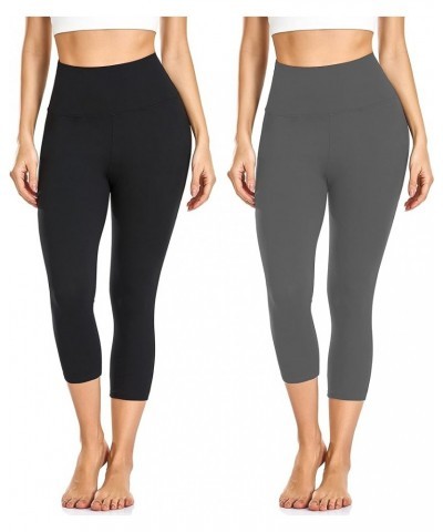 Soft Leggings for Women - High Waisted Tummy Control No See Through Workout Yoga Pants Z-black,grey(2 Pack Capri) $10.38 Pants