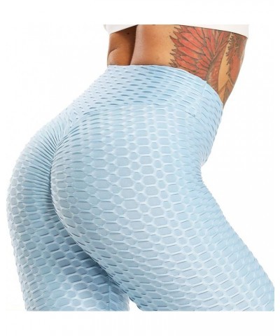 Women's High Waist Yoga Pants Tummy Control Slimming Booty Leggings Workout Running Butt Lift Tights B-capris Light Blue $14....