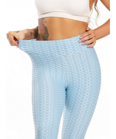 Women's High Waist Yoga Pants Tummy Control Slimming Booty Leggings Workout Running Butt Lift Tights B-capris Light Blue $14....