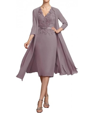 Mother of The Bride Dresses 2 Pieces Lace - Wedding Guest Dress with Jacket Sky Blue $37.92 Dresses