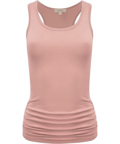 Women's Workout Tank Top Shirt - Racerback Casual Slim Fit Shirring Tops for Gym, Exercise, Yoga, Hiking Dusty Rose $12.67 Ac...