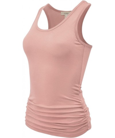 Women's Workout Tank Top Shirt - Racerback Casual Slim Fit Shirring Tops for Gym, Exercise, Yoga, Hiking Dusty Rose $12.67 Ac...