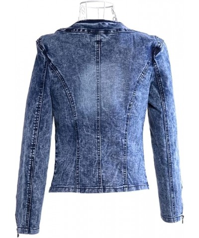 Collarless Slim Fit Rhinestone Sequins Jeans Denim Jacket for Women Vintage Long Sleeve Rhinestone Slim Fitted Coat As Show $...