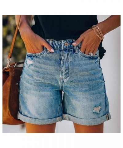 Womens Stretchy Jean Shorts Trendy High Waist Summer Shorts Ripped Distressed Denim Shorts Comfy Hot Pant 05-blue Short Jeans...