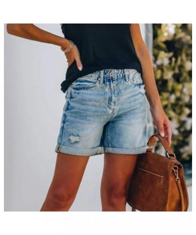 Womens Stretchy Jean Shorts Trendy High Waist Summer Shorts Ripped Distressed Denim Shorts Comfy Hot Pant 05-blue Short Jeans...