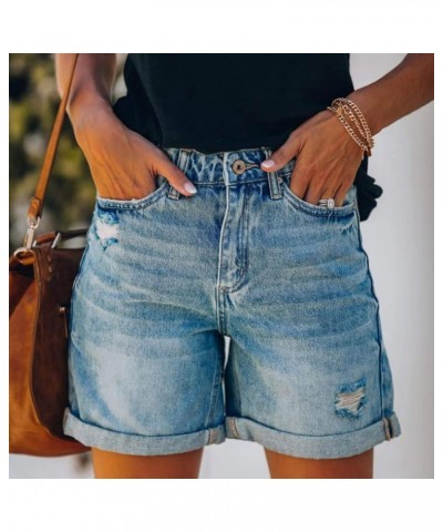 Womens Stretchy Jean Shorts Trendy High Waist Summer Shorts Ripped Distressed Denim Shorts Comfy Hot Pant 05-blue Short Jeans...