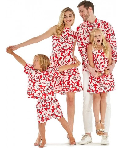 Matchable Family Hawaiian Luau Men Women Girl Boy Clothes in Classic Vintage Hibiscus Red Women Women Tank $10.32 Jewelry