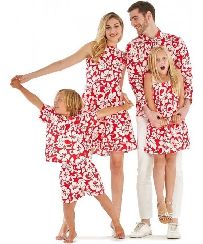 Matchable Family Hawaiian Luau Men Women Girl Boy Clothes in Classic Vintage Hibiscus Red Women Women Tank $10.32 Jewelry