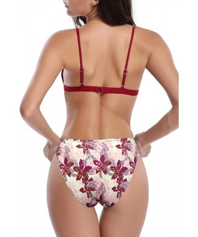 Women's Bathing Suit Sexy Triangle Bikini Low Waisted Two Piece Swimsuit Wine Red - a $18.52 Swimsuits