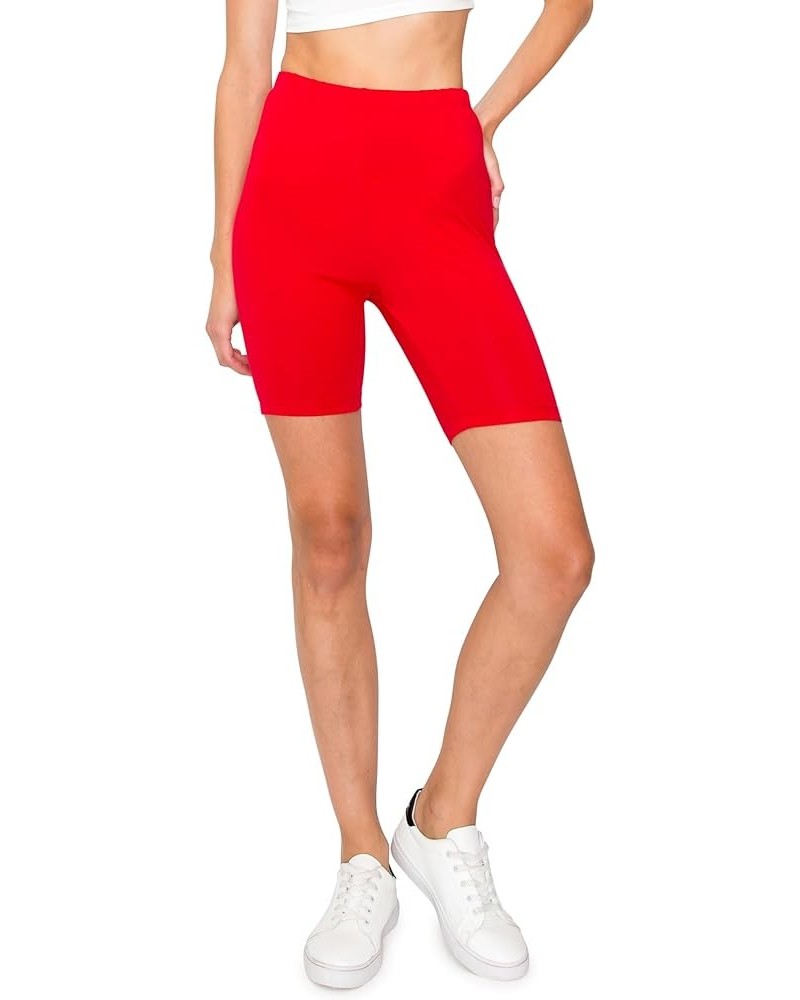 Women's Athletic Workout Yoga Walking Cotton Active Cycling Bike Leggings Short Red 7 $10.02 Activewear