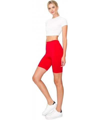 Women's Athletic Workout Yoga Walking Cotton Active Cycling Bike Leggings Short Red 7 $10.02 Activewear