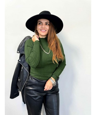 Women's Lightweight Sweaters 2024 Stretchy Long Sleeve Pullover Cable Knit Mock Turtleneck Shirts Green $20.05 Sweaters