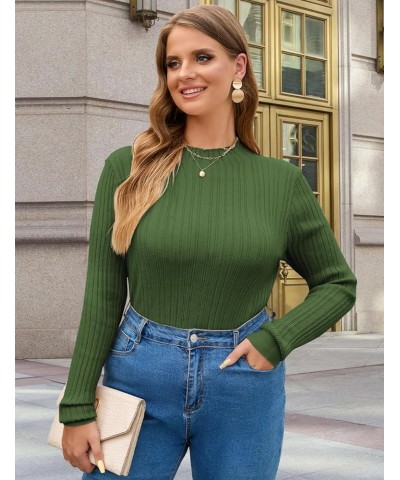 Women's Lightweight Sweaters 2024 Stretchy Long Sleeve Pullover Cable Knit Mock Turtleneck Shirts Green $20.05 Sweaters