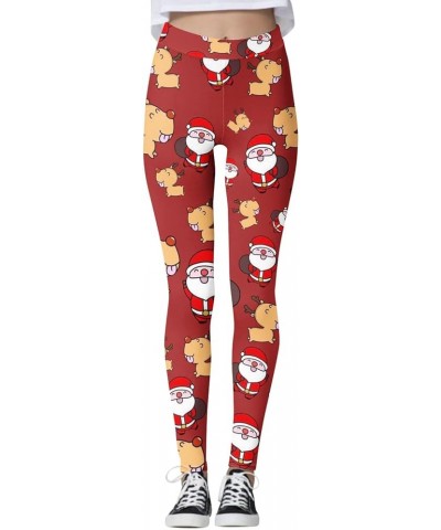 Womens Christmas Leggings Boot Casual Slim All- Leggings Christmas Women Pants High Waisted Novelty Red-e $8.26 Leggings